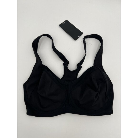 NWT Syrokan Racerback Lightly Lined High Impact Sports Bra Sz 36D Black - Picture 1 of 10